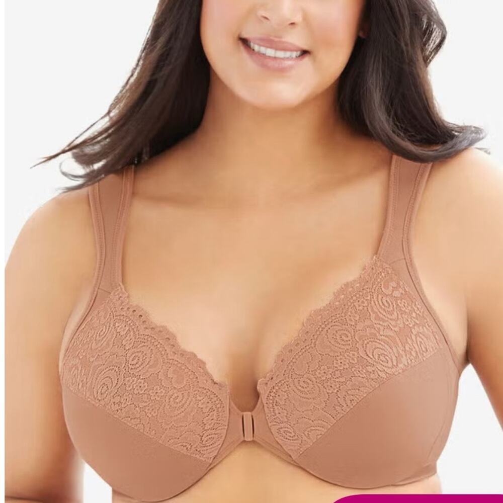 Glamorise Wonderwire Front-Close Underwire Bra in Cappuccino